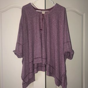 Free People Purple/Wine-Colored Oversized Top